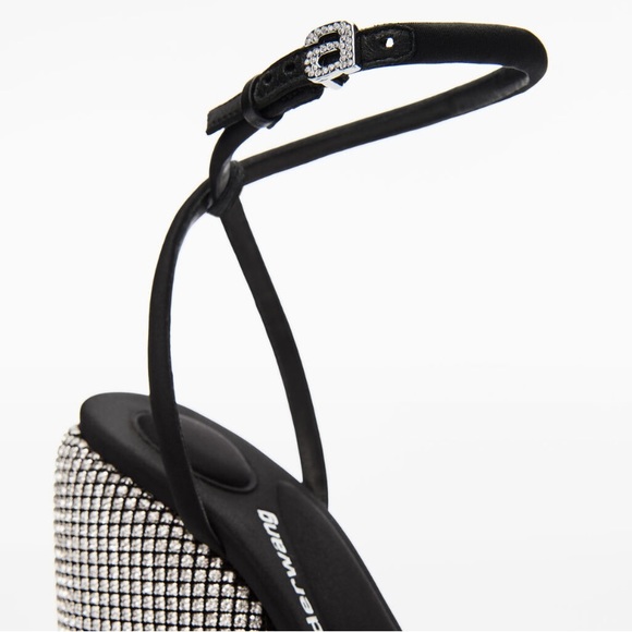 🆕ALEXANDER WANG DALIA 95 CHRYSTAL DIAMANTE WEDGE HEEL STRAPPY SANDAL 41 NYLON - Picture 6 of 11